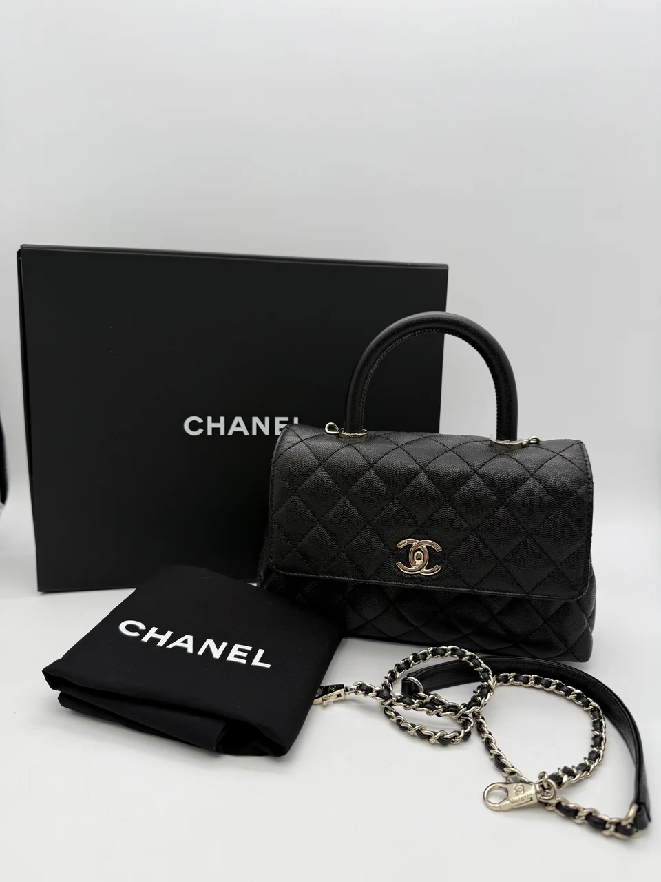 CHANEL CAVIAR COCO MARK SHOULDER BAG