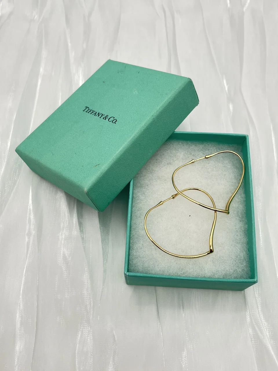 K18YG TIFFANY&CO. OPEN HEART EARRINGS 7.4G