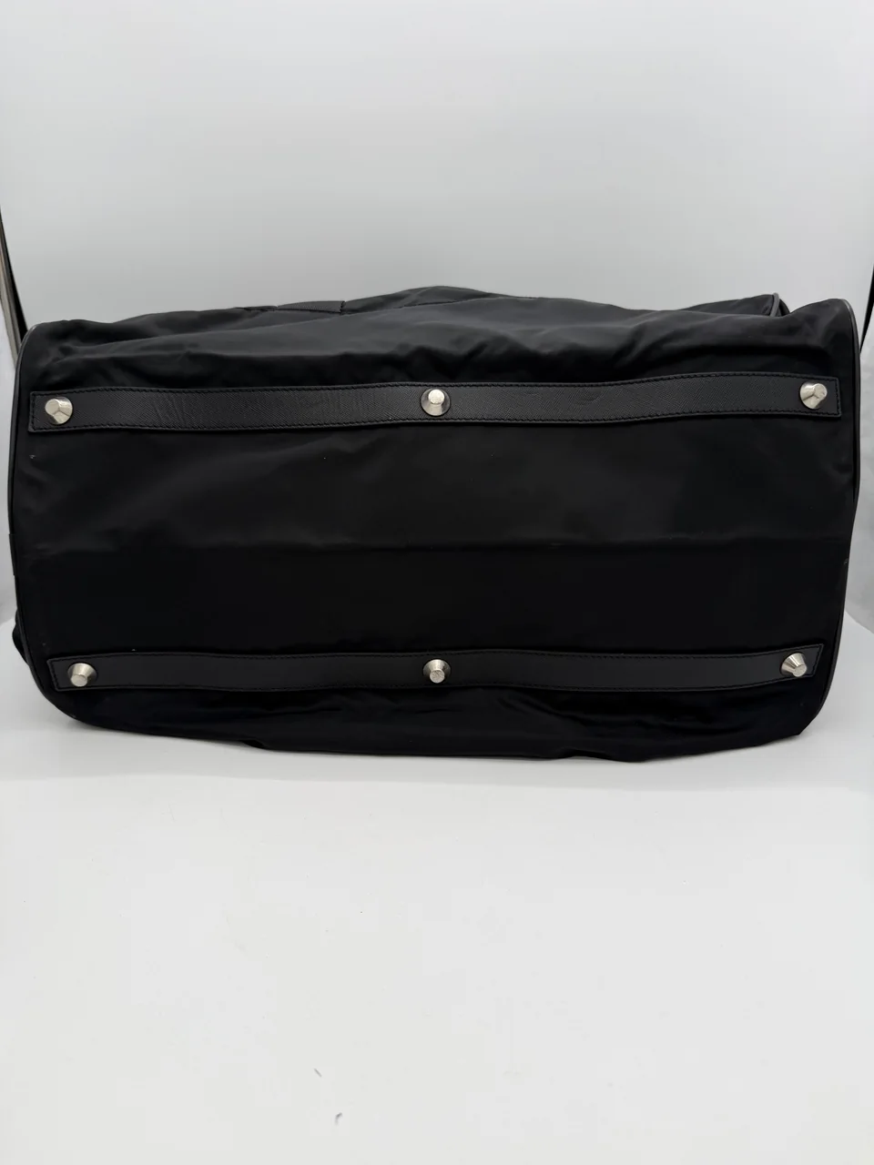 PRADA NYLON TRIANGLE LOGO BOSTON BAG view 6