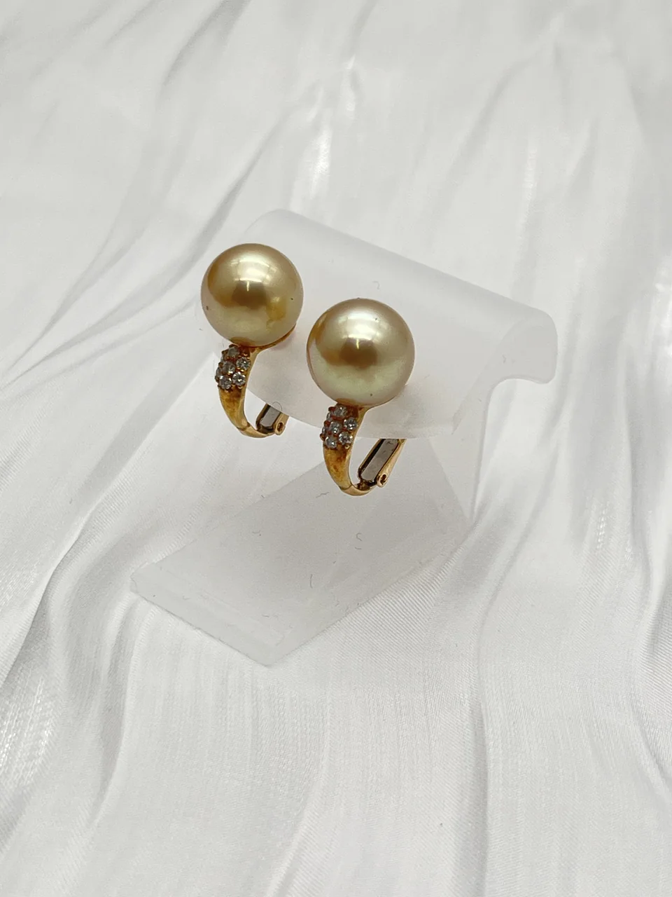 K18 PEARL EARRINGS 10.75/10.90MM FD0.16CT 6.8G view 3