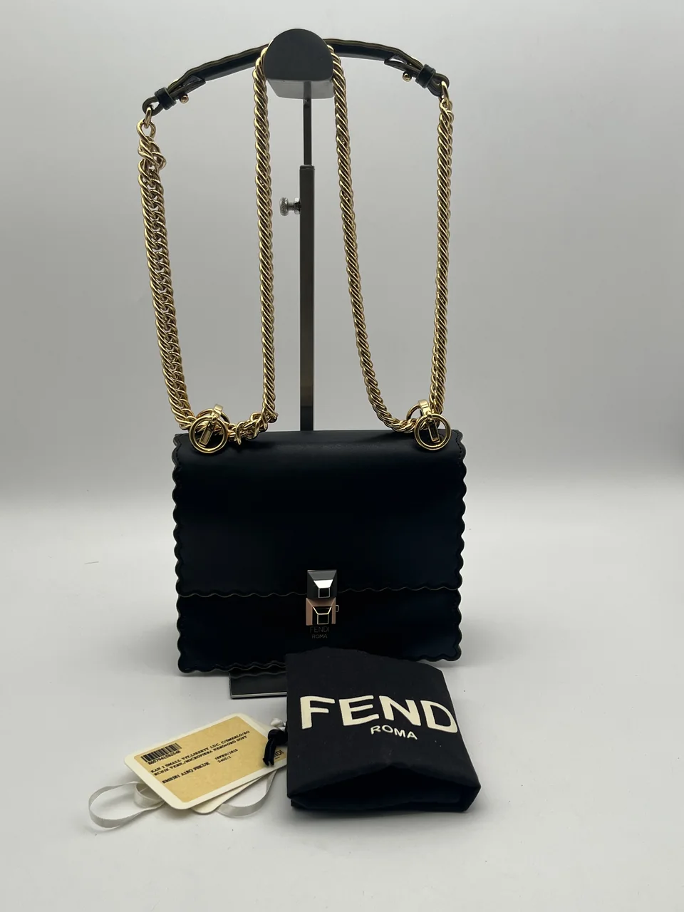 FENDI CANAI CHAIN SHOULDER BAG (BLACK)