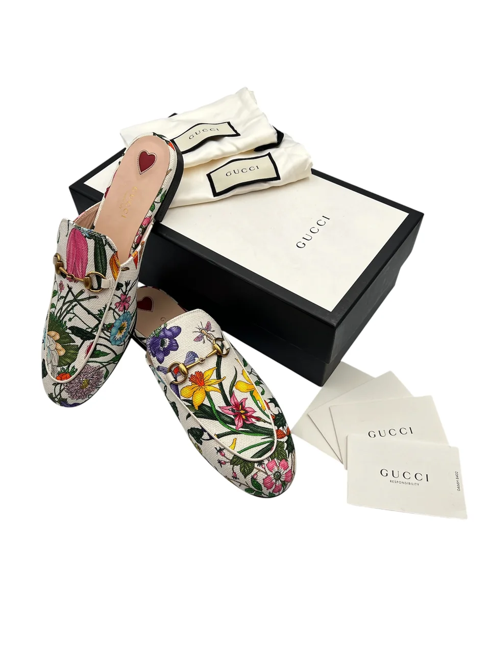 GUCCI FLORAL PRINCETOWN MULES (SIZE 39 1/2)