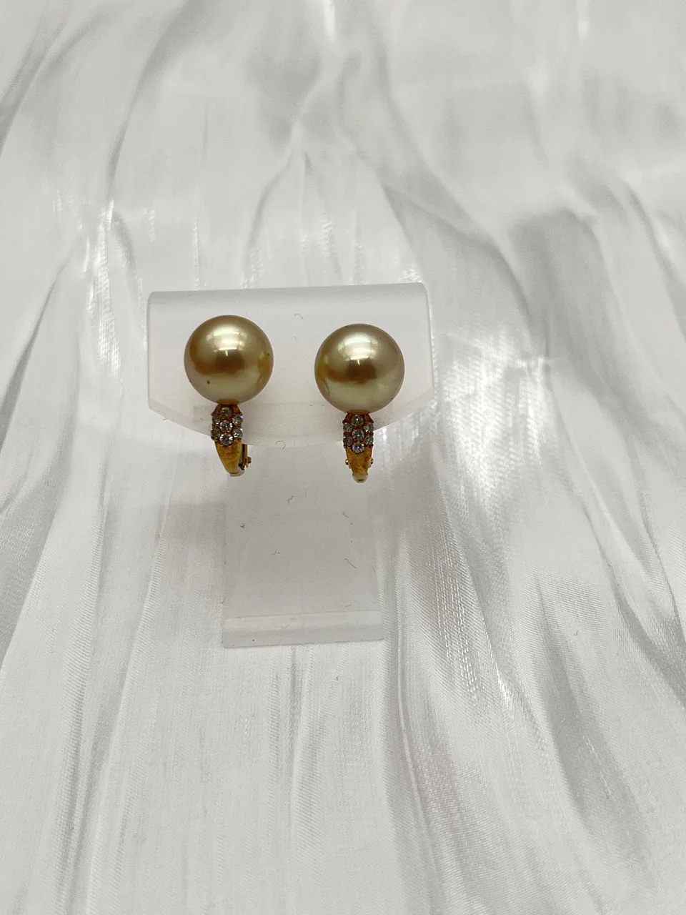 K18 PEARL EARRINGS 10.75/10.90MM FD0.16CT 6.8G