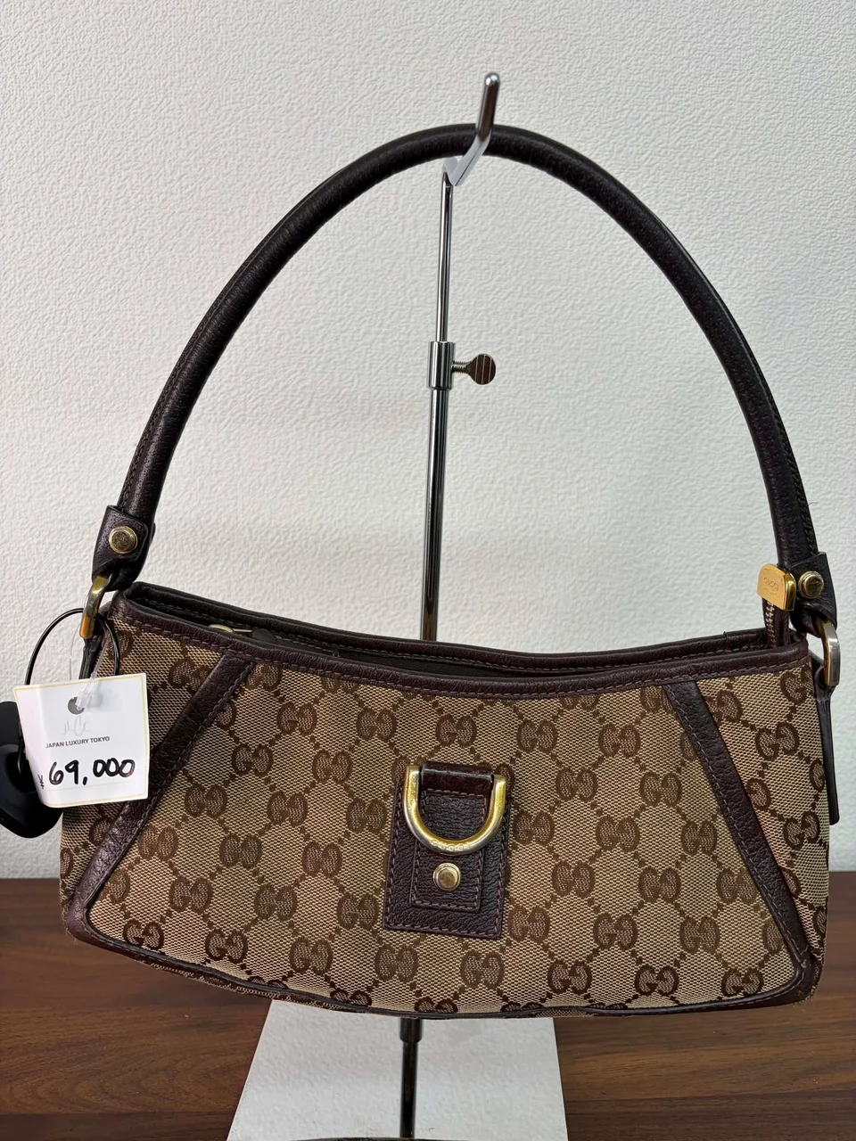 GUCCI GG CANVAS SHOULDER BAG (BROWN) view 8