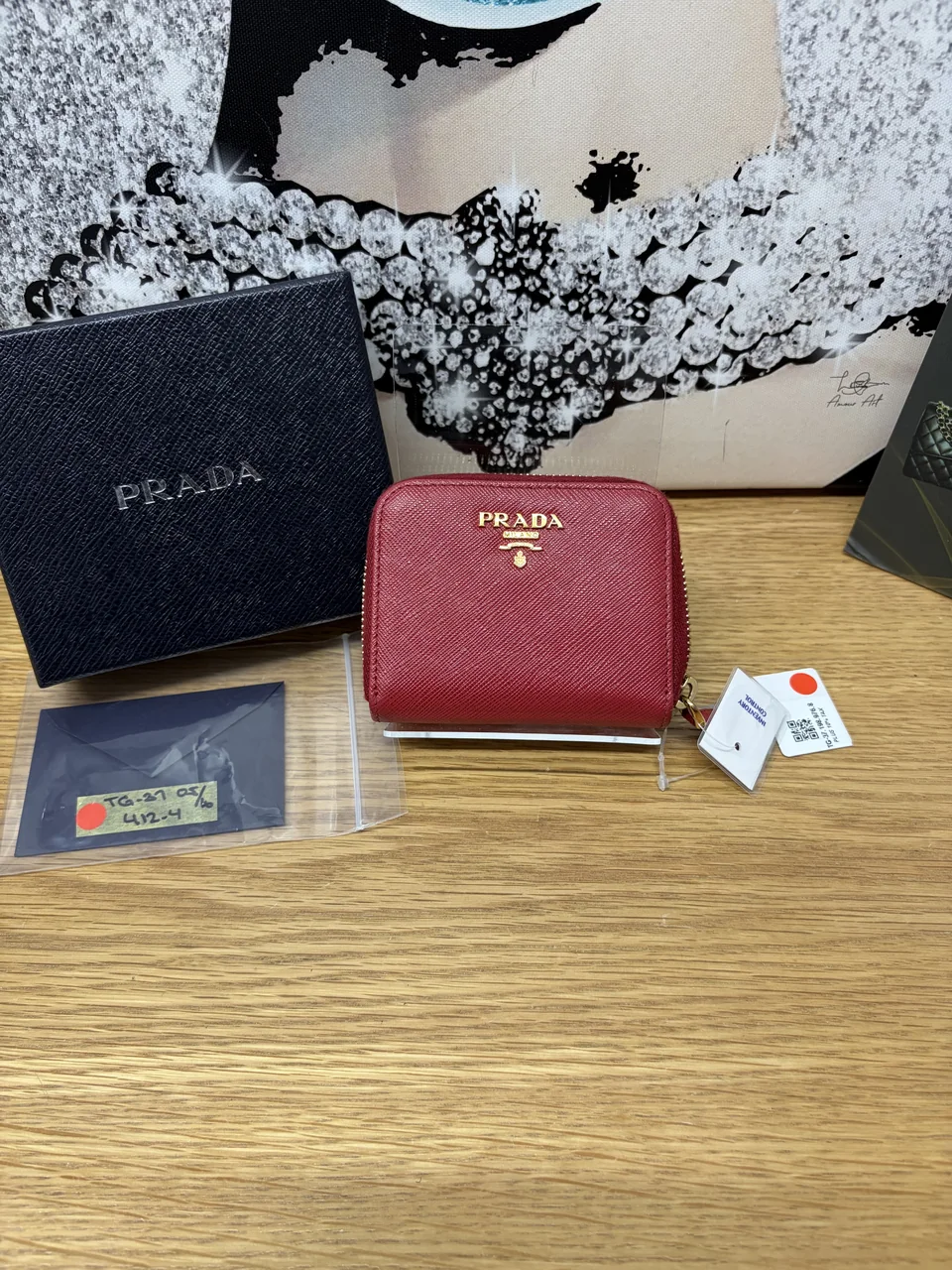 PRADA SAFFIANO COIN CASE (RED)