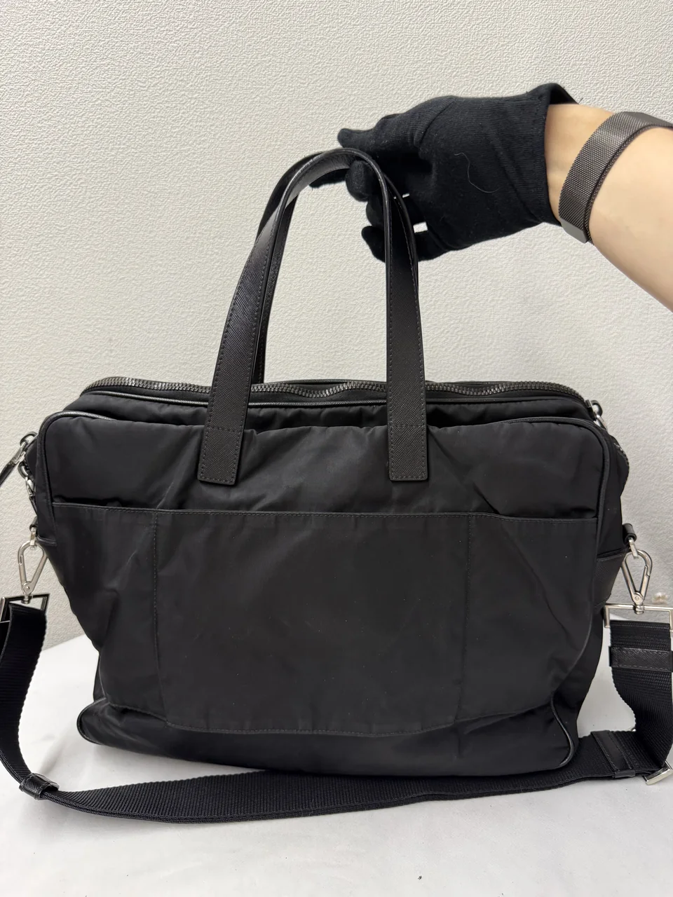 PRADA NYLON TWO-WAY SHOULDER BAG (BLACK) hover
