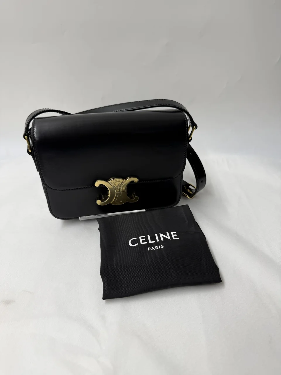 CELINE TRIO,PHE TEEN SHOULDER BAG (BLACK)