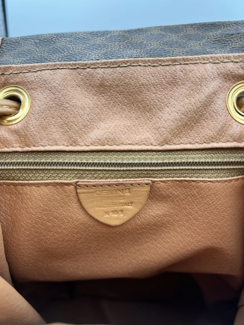 CELINE MACADAM DRAWSTRING BACKPACK (BROWN) view 4
