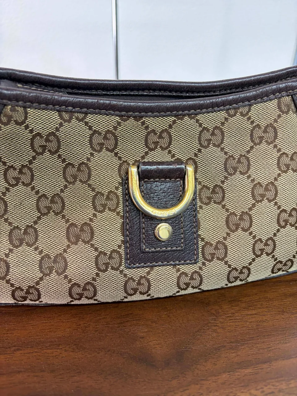 GUCCI GG CANVAS SHOULDER BAG (BROWN) view 5