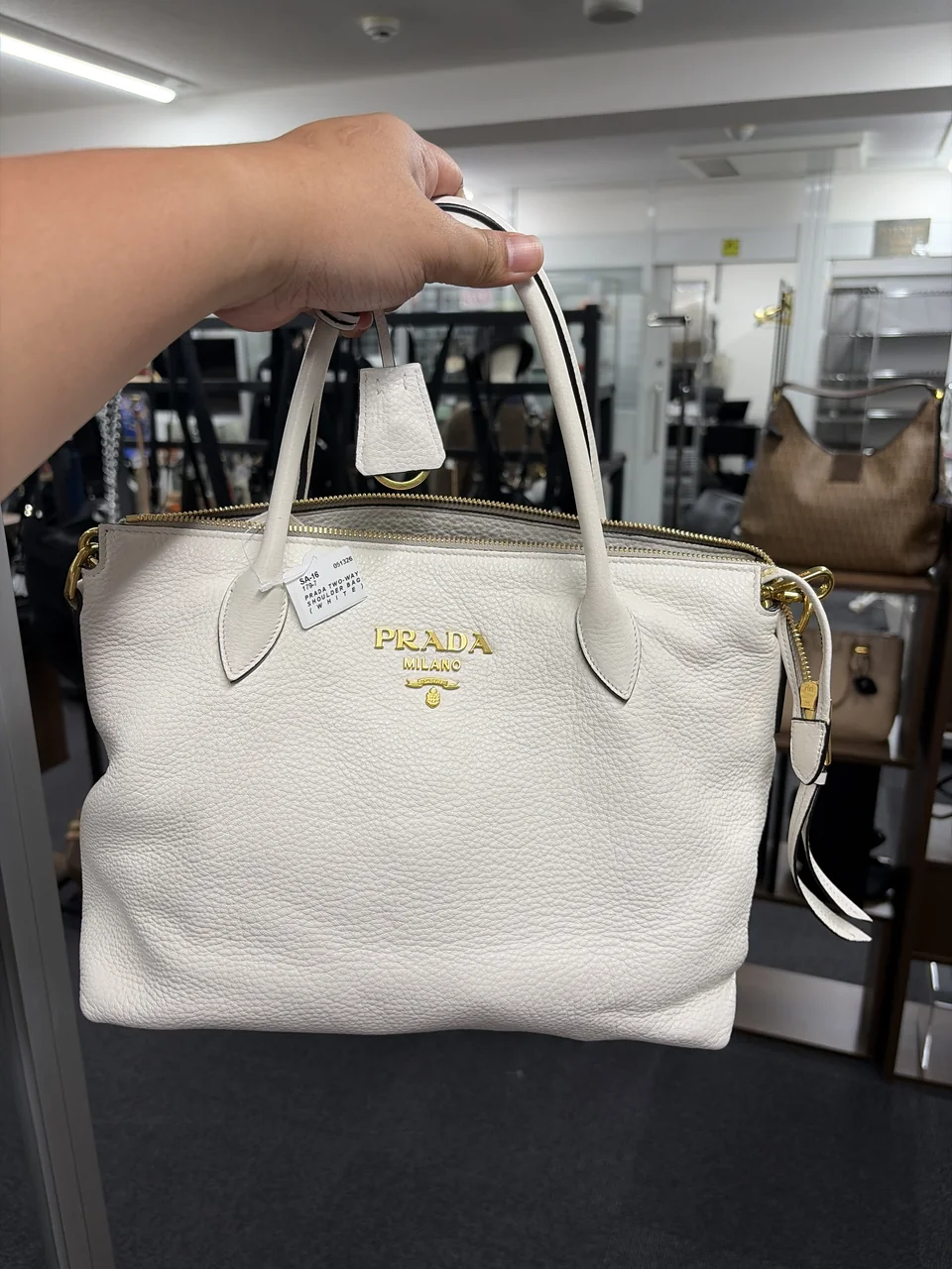 PRADA TWO-WAY SHOULDER BAG (WHITE)