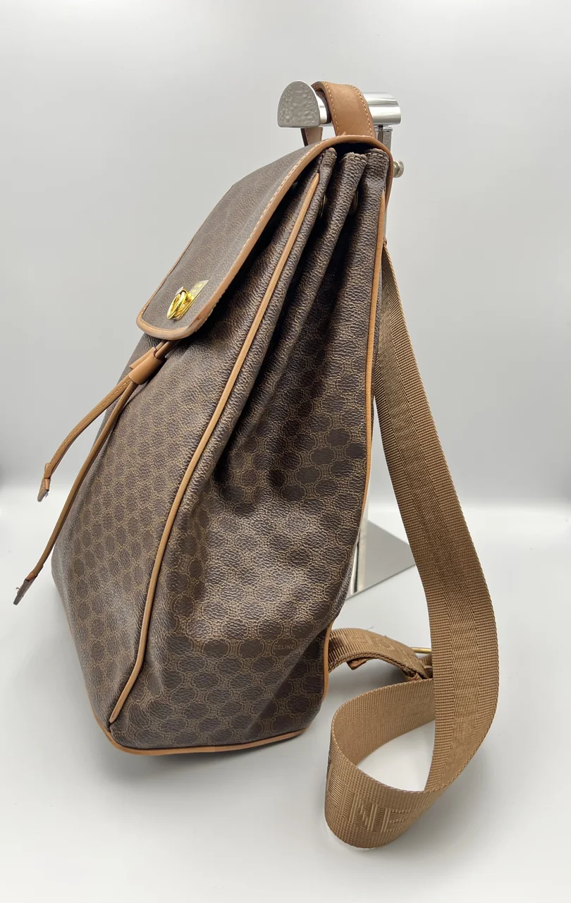 CELINE MACADAM DRAWSTRING BACKPACK (BROWN) view 3