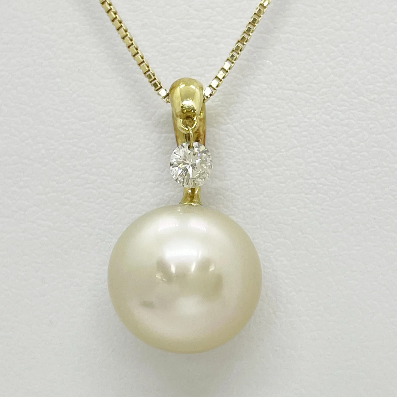 K18 PEARL NECKLACE 11.3MM D0.16CT 5.1G