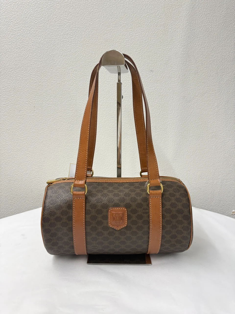 CELINE MACADAM MINI BOSTON BAG (BROWN)