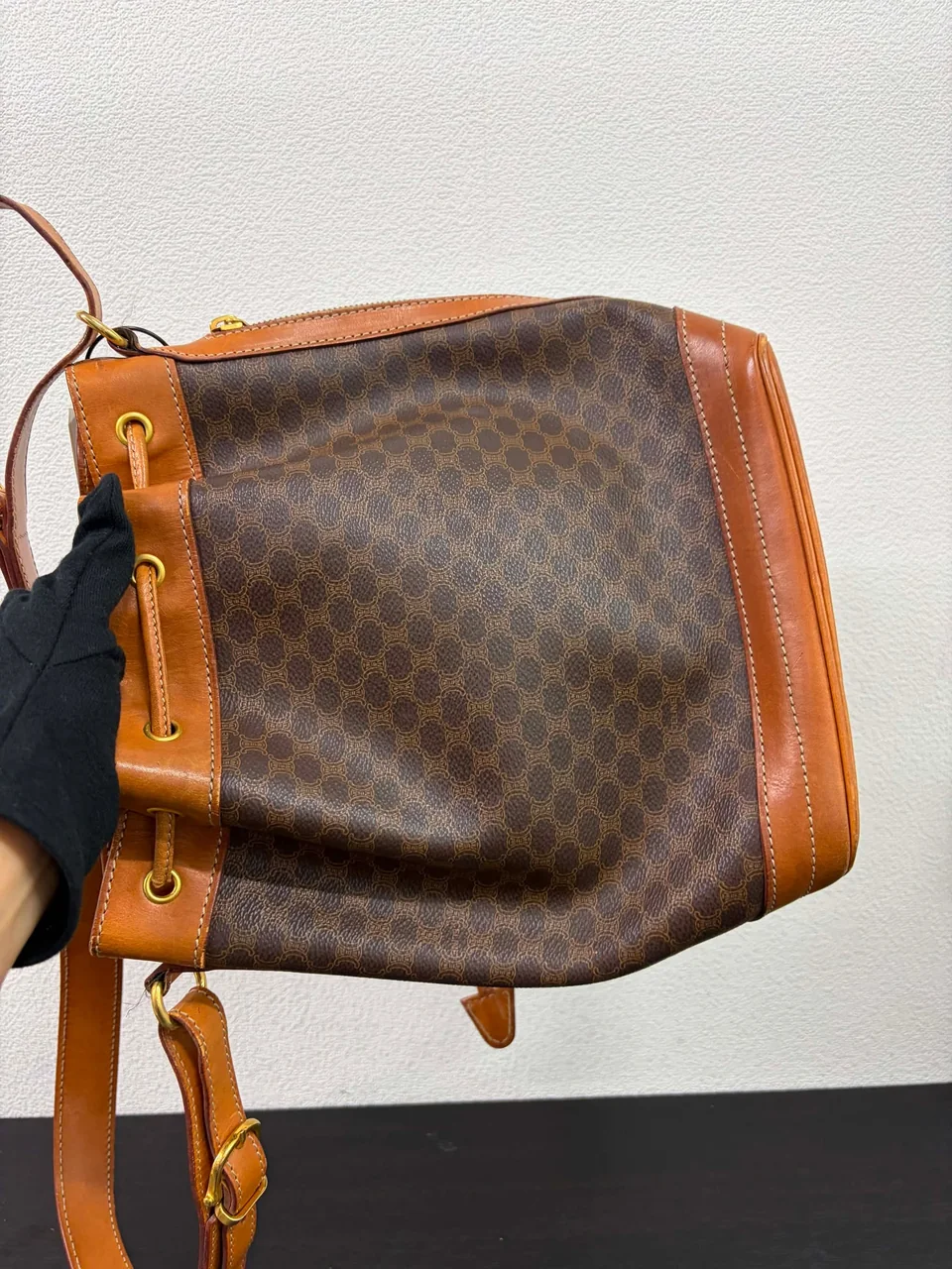 CELINE MACADAM SHOULDER BAG (BROWN) view 5