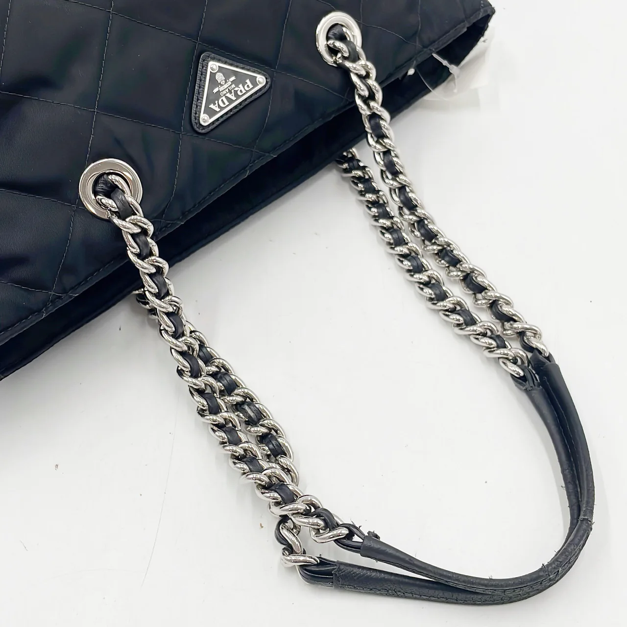 PRADA NYLON CHAIN TOTE BAG (BLACK) view 7