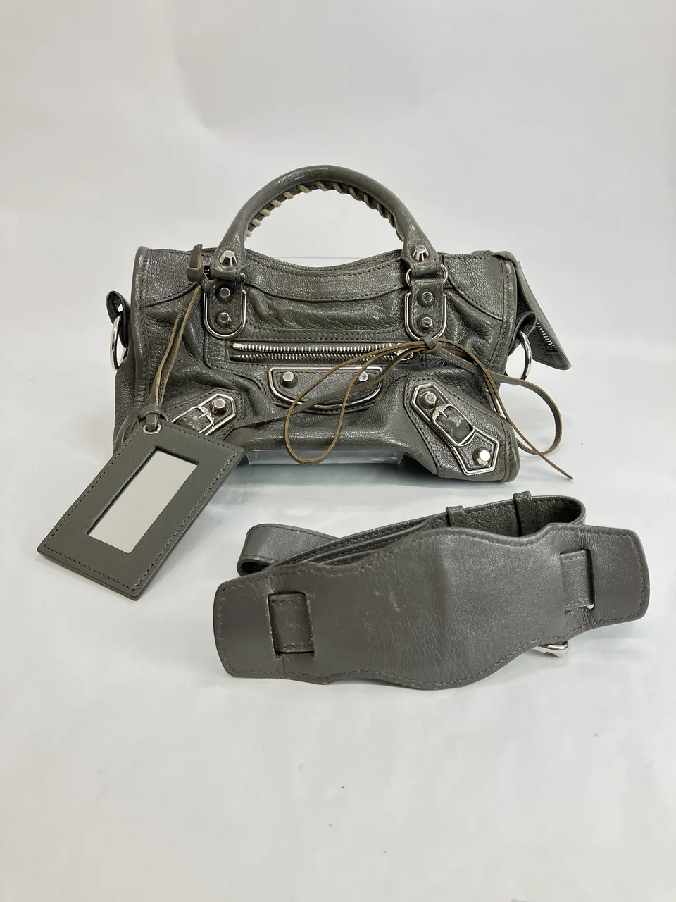 BALENCIAGA NEO CITY TWO-WAY MINI BAG (GRAY)