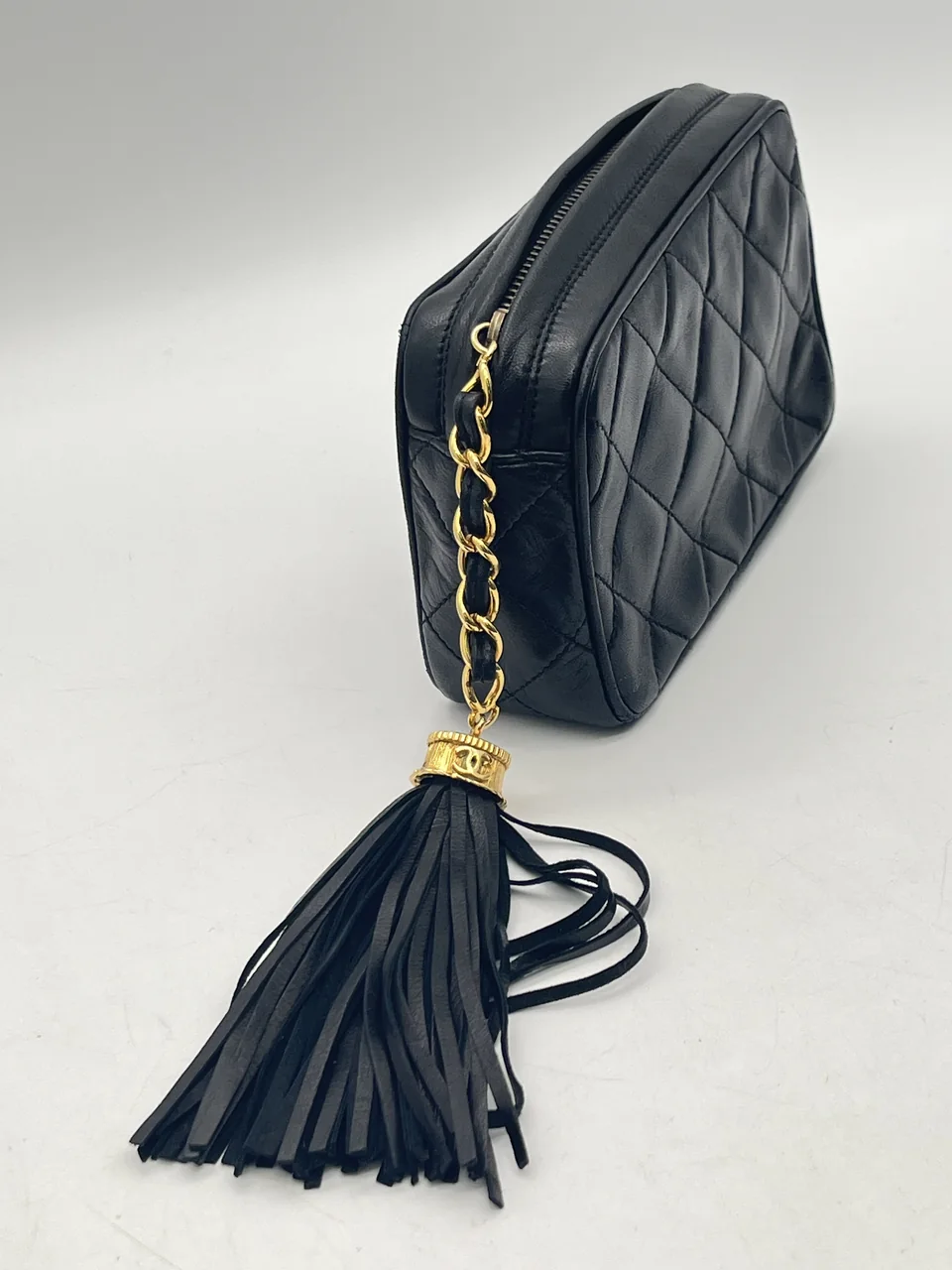 CHANEL LAMB SKIN FRINGE POUCH view 3