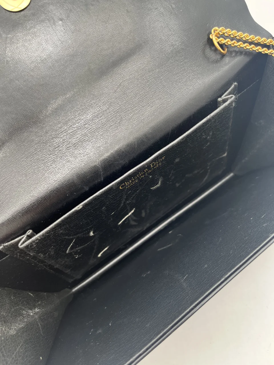 DIOR CHAIN SHOULDER BAG (BLACK) view 8