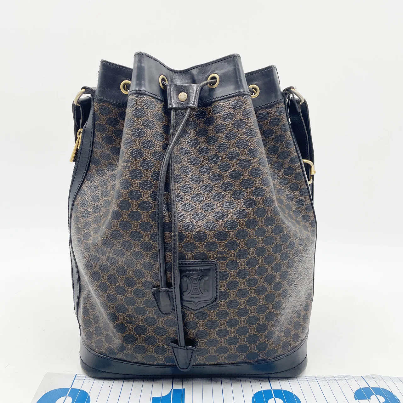 CELINE MACADAM SHOULDER BAG (BLACK)