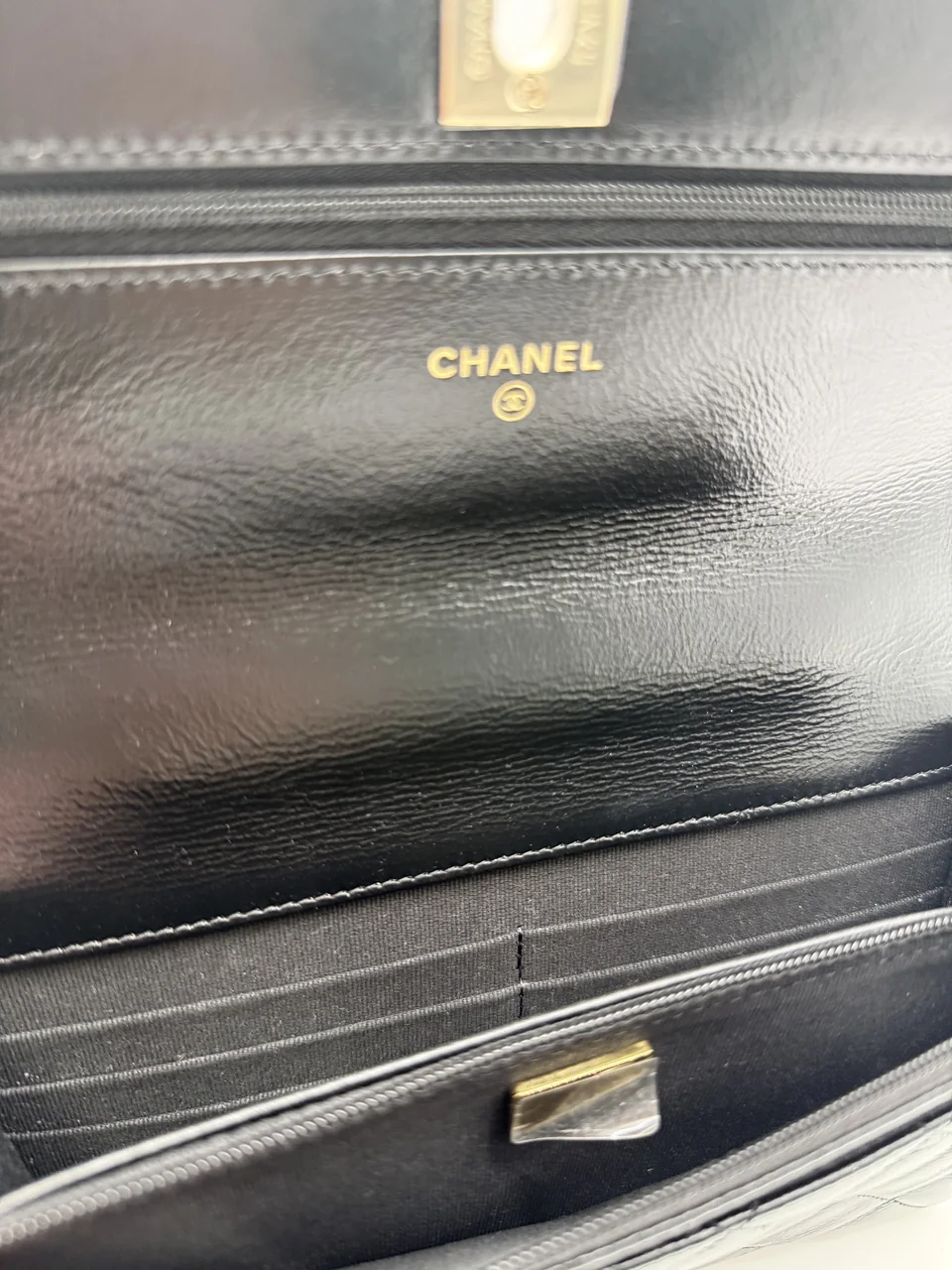 CHANEL LAMB SKIN TOP HANDLE WALLET-ON-CHAIN view 15