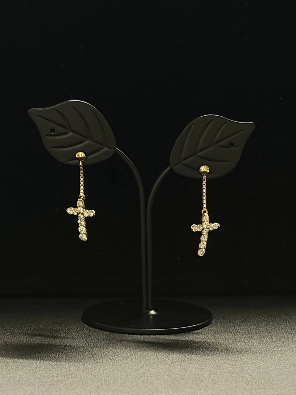 K18 CROSS EARRINGS FD0.20CT*2 2.0G