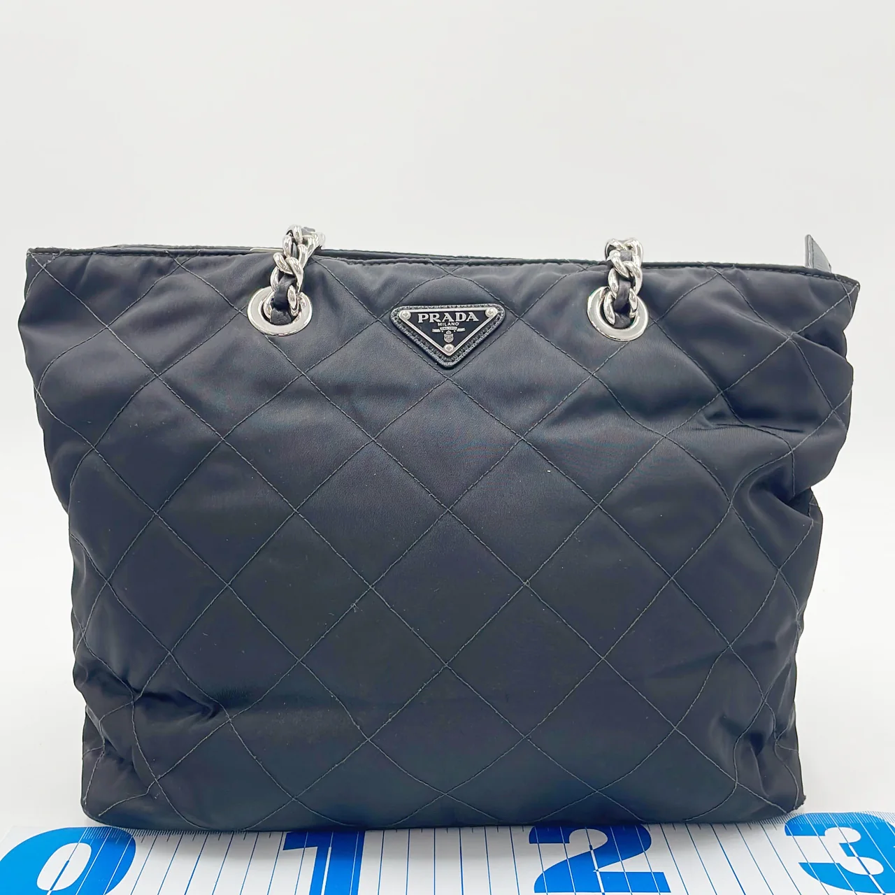 PRADA NYLON CHAIN TOTE BAG (BLACK)