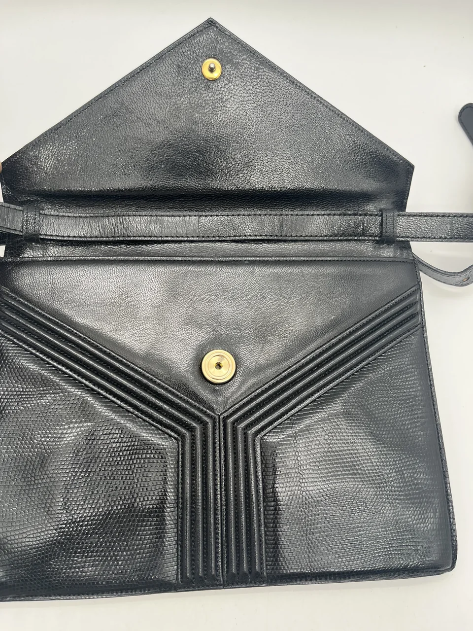 SAINT LAURENT LIZARD SHOULDER BAG (BLACK) view 7