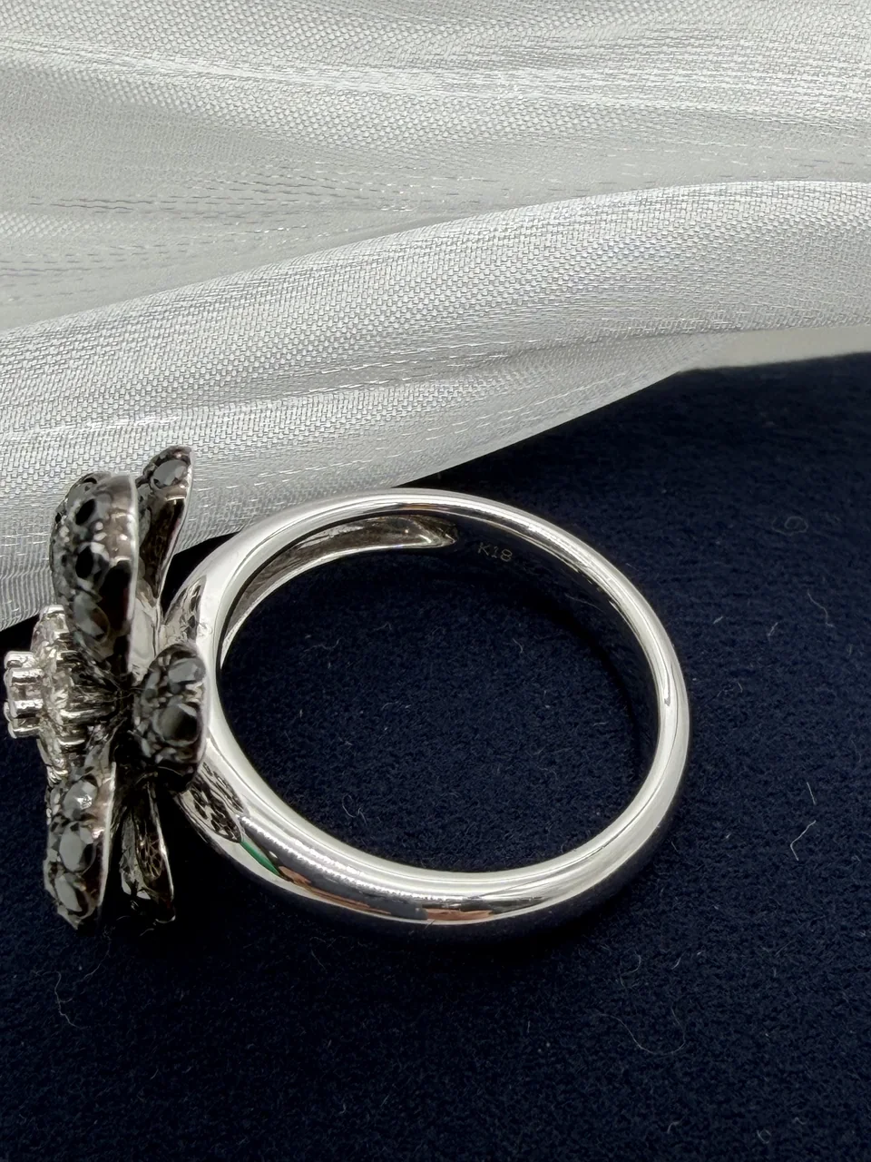K18 FLOWER RING BD1.74CTS FD0.28CT 7.8G view 4