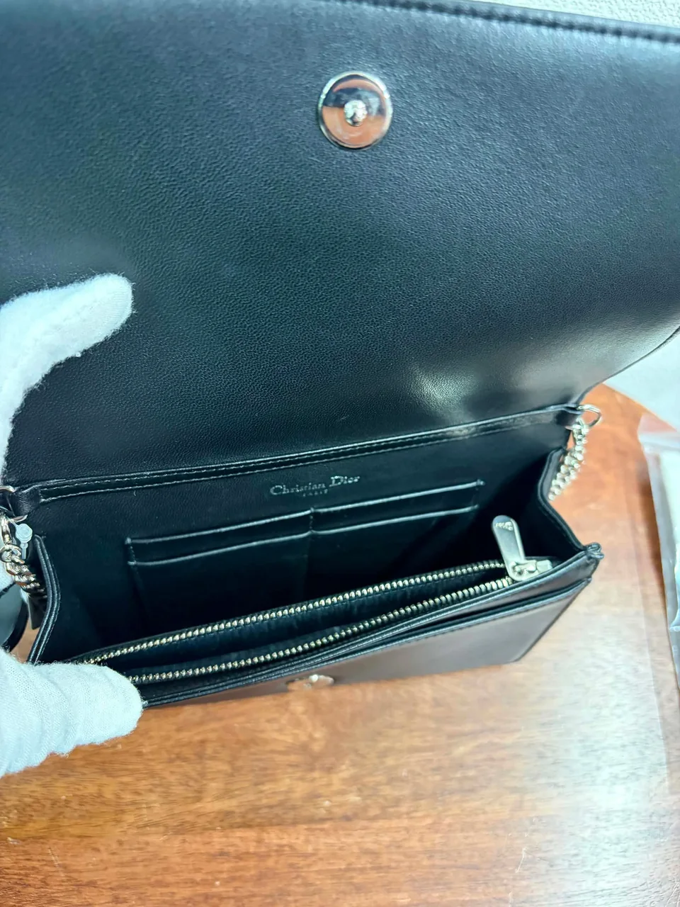 DIOR CHAIN SHOULDER BAG (BLACK) view 4