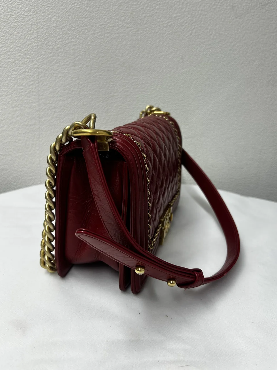 CHANEL CALF SKIN LE BOY CHAIN SHOULDER BAG view 3