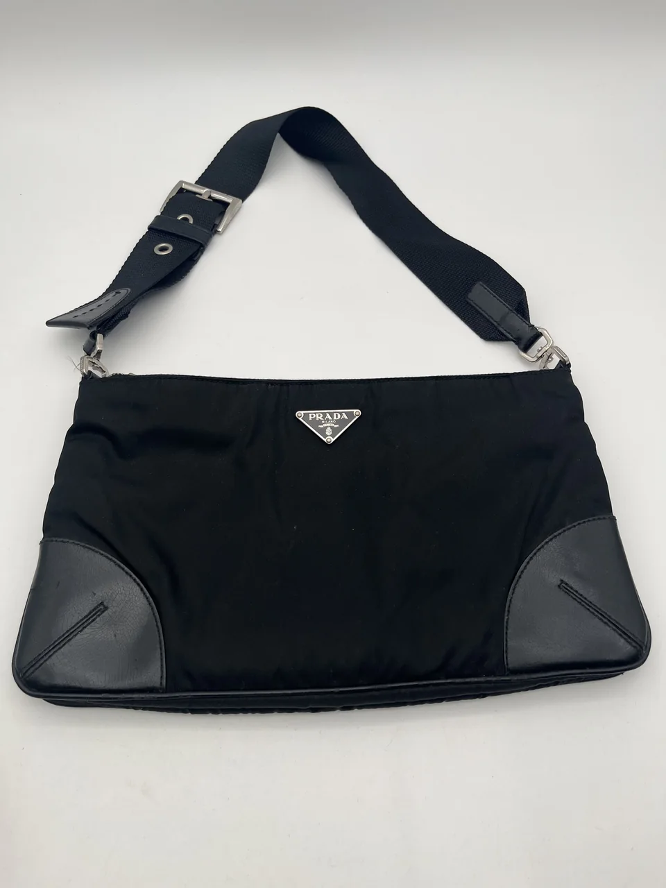 PRADA NYLON SHOULDER BAG (BLACK)