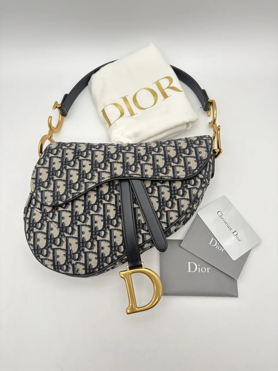 DIOR OBLIQUE SADDLE BAG (NAVY) hover