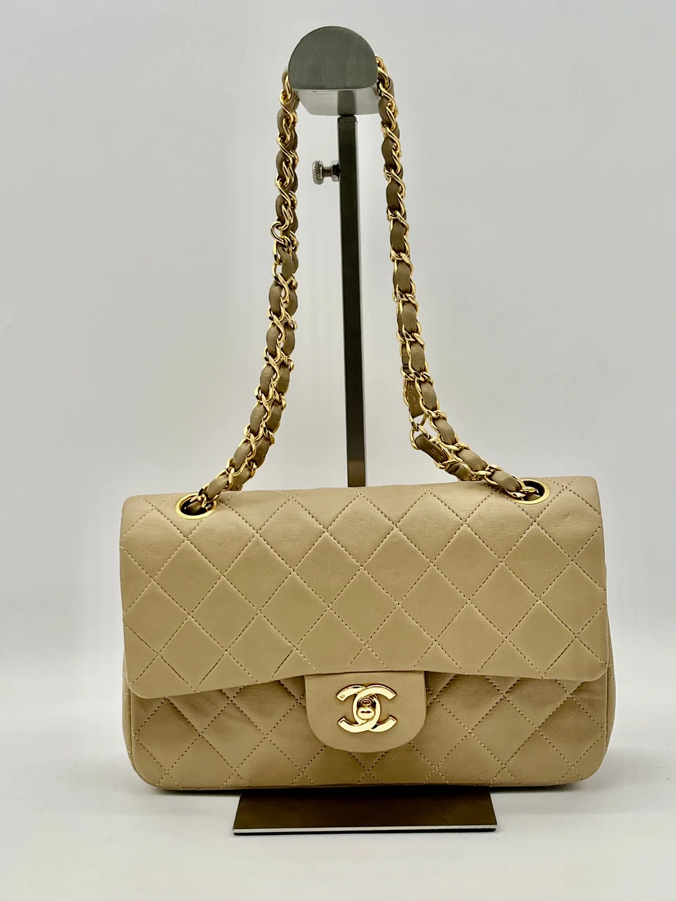 CHANEL LAMB SKIN DOUBLE FLAP