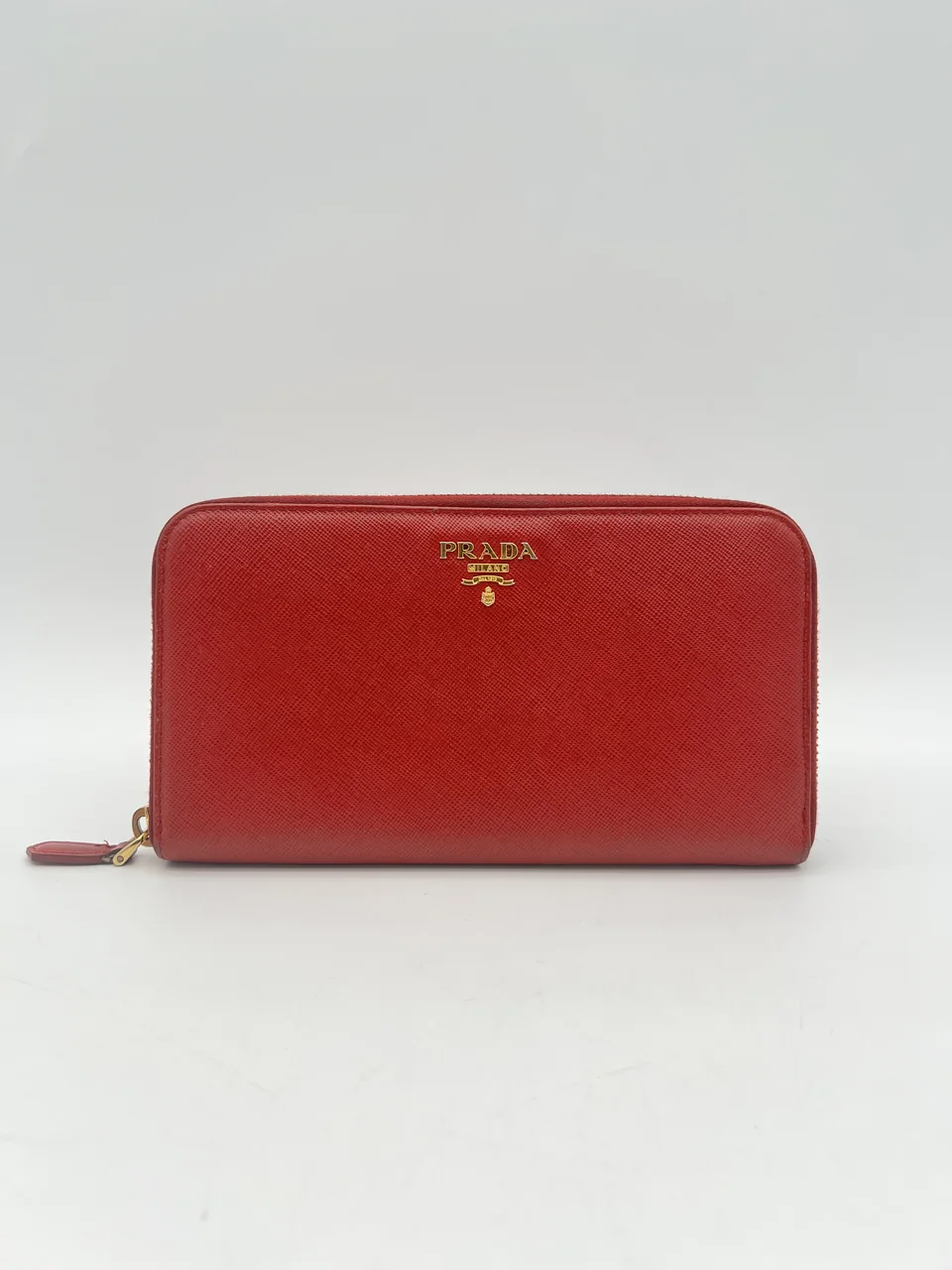 PRADA ROUND FASTENER LONG WALLET (RED)