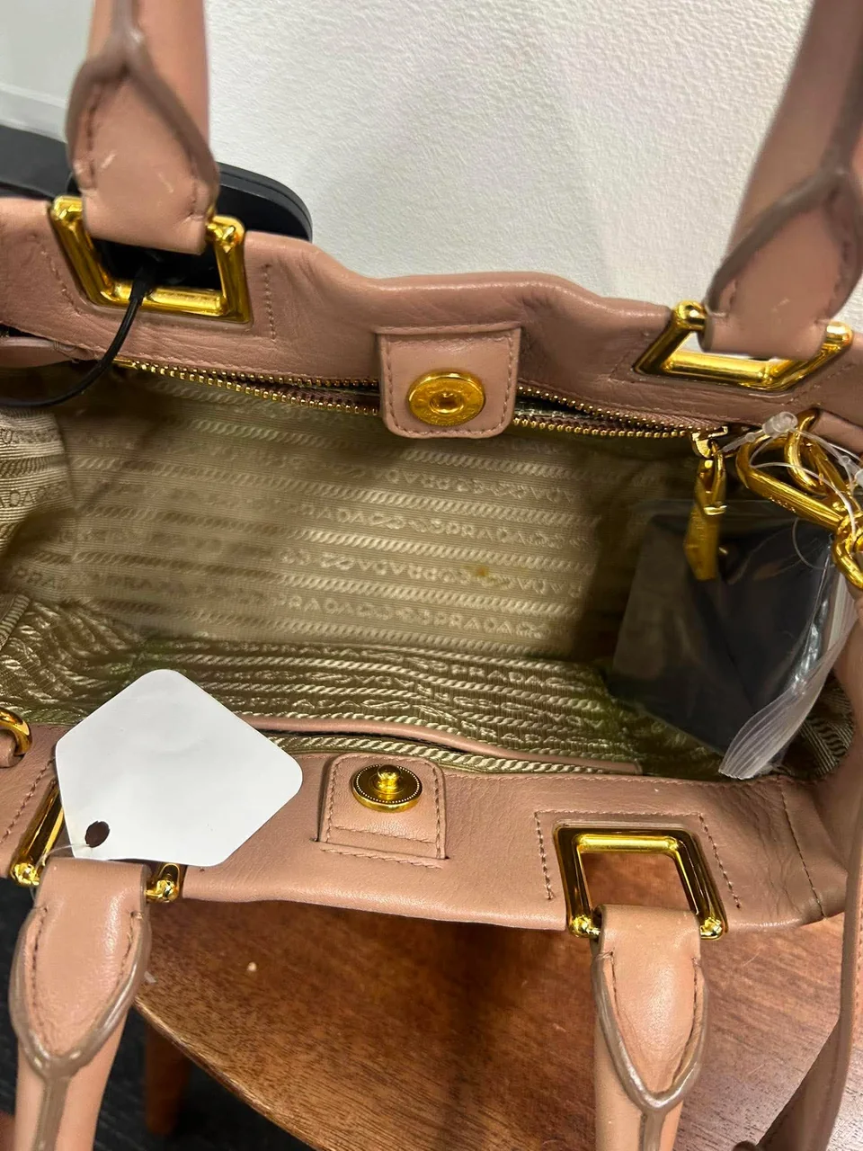 BM-60 1454-3 PRADA TWO-WAY HANDBAG (BEIGE) view 8