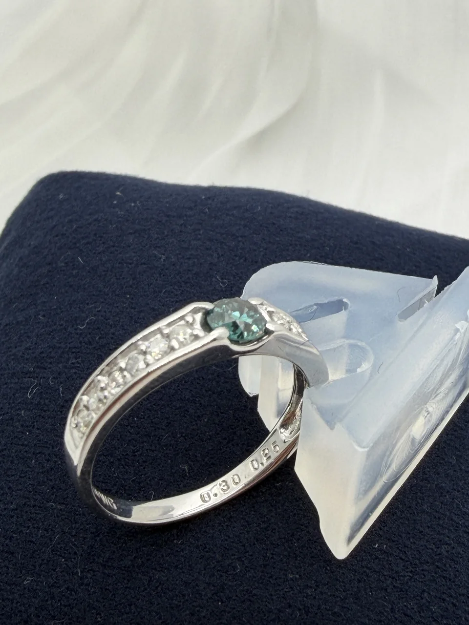 K10WG COLORED STONE RING 0.30CT/0.25CT 2.2G view 4