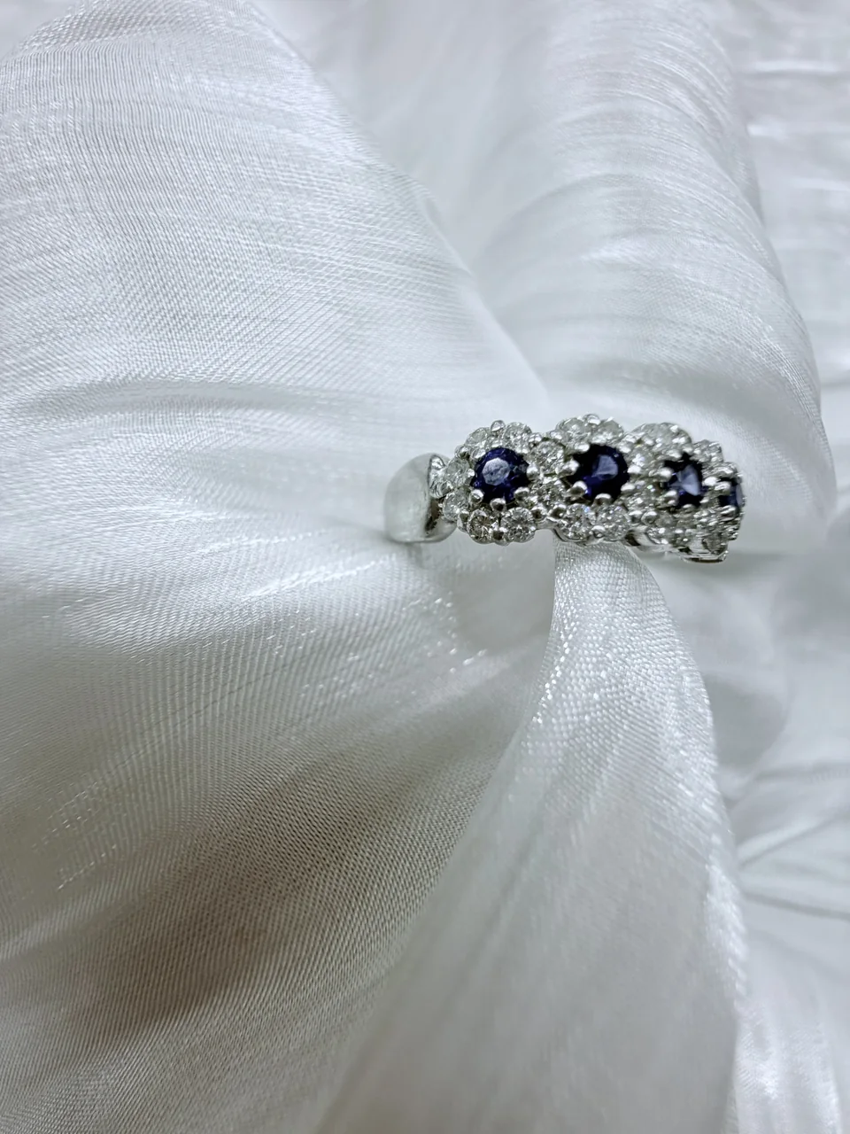 PT900 CORUNDUM BLUE SAPPHIRE RING D0.46 S0.38 5.9G WITH CERT. view 3