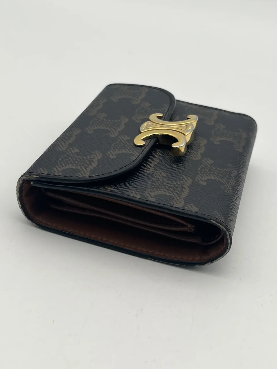 CELINE TRIOMPHE COMPACT WALLET (BROWN) view 4