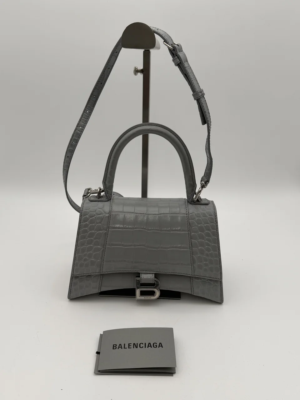 BALENCIAGA HOURGLASS XS TWO-WAY BAG (SILVER)