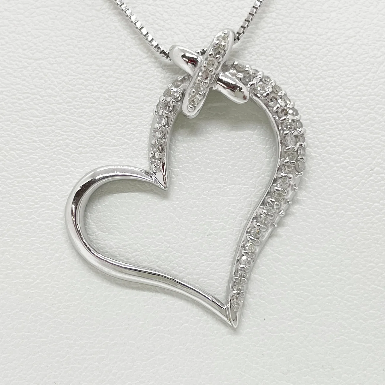 K18WG/K14WG HEART NECKLACE FD0.34CT 5.2G