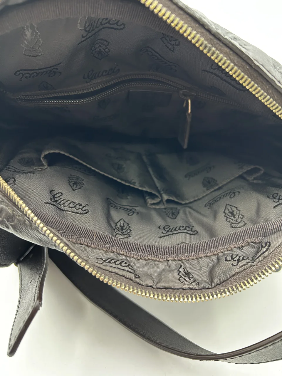 GUCCI GUCCISSIMA SHOULDER BAG (DARK BROWN) hover