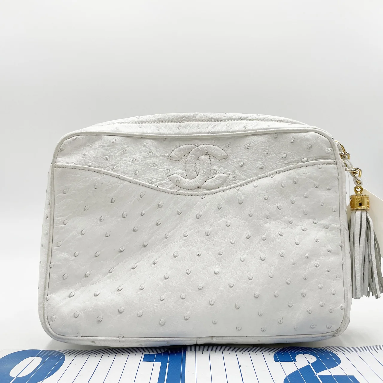 CHANEL OSTRICH CHAIN SHOULDER BAG (5 SERIAL CODE)