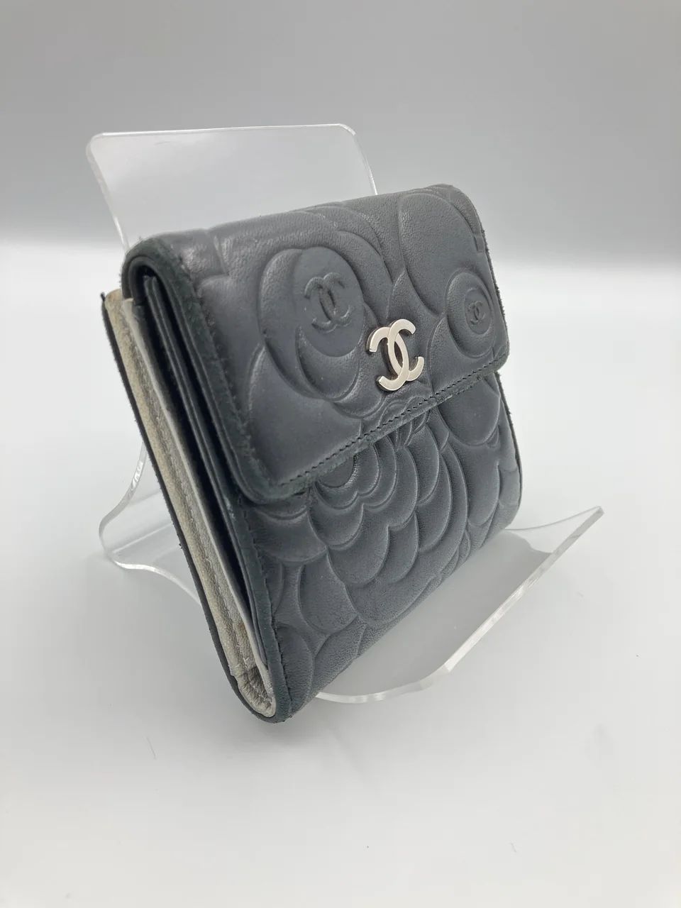 CHANEL LAMB SKIN CAMELIA WALLET view 5