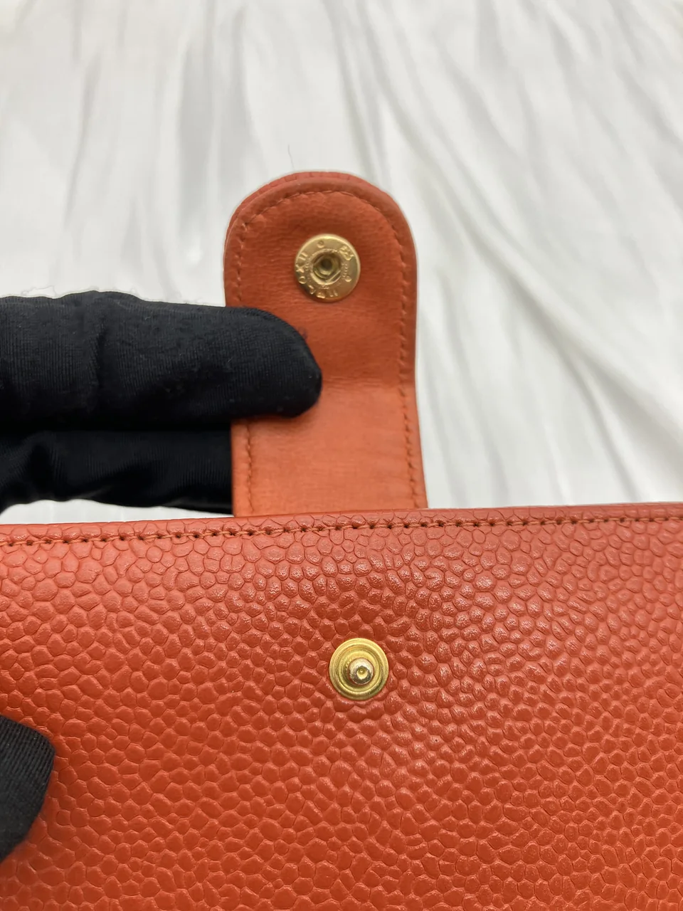 CHANEL CAVIAR LONG WALLET (ORANGE) view 10