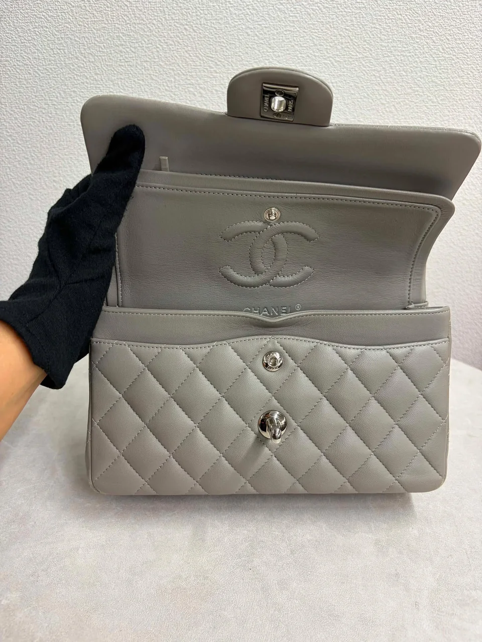CHANEL LAMB SKIN MATELASSE DOUBLE FLAP view 5