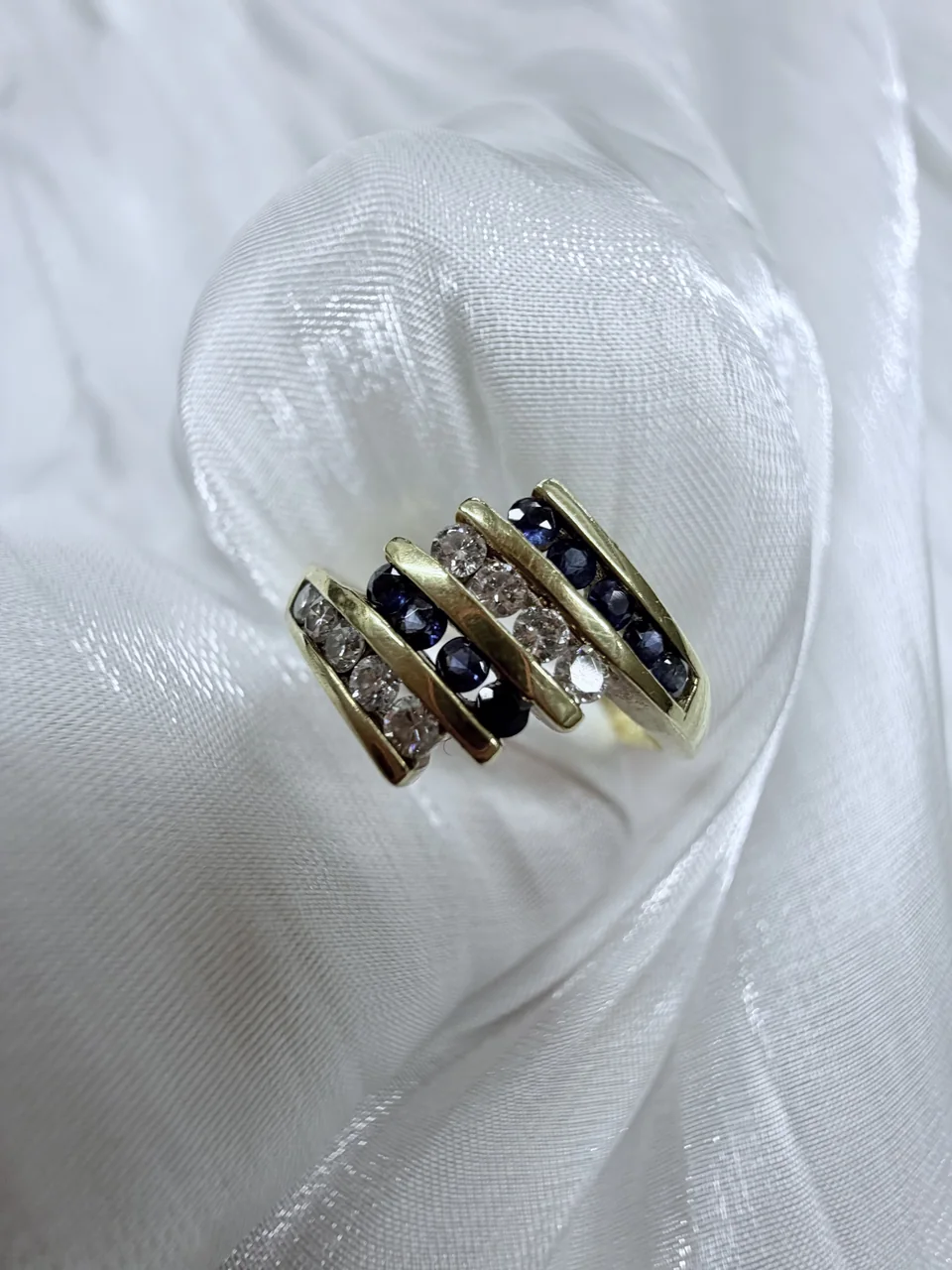 K18YG SAPPHIRE RING S0.22CT FD0.19CT 3.82G