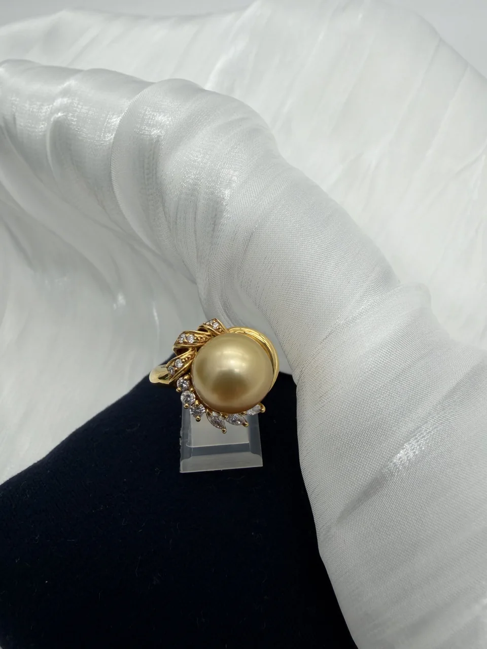 K18 PEARL RING 10.6MM FD0.28CT 8.8G