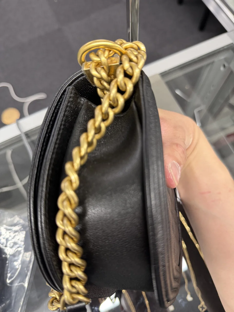 CHANEL CAVIAR LE BOY MESSENGER BAG view 6
