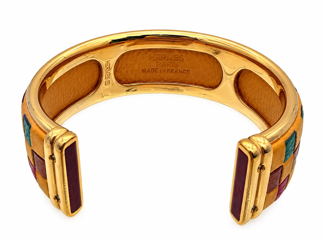 HERMES CHECKERED CUFF BRACELET view 2
