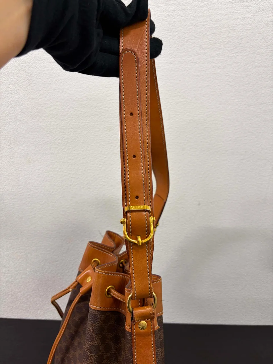CELINE MACADAM SHOULDER BAG (BROWN) view 6